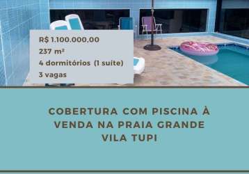 Cobertura com piscina à venda na praia grande - vila tupi