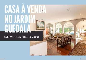 Belíssima casa à venda no jardim guedala (morumbi), 4 suítes e excelente área de lazer.