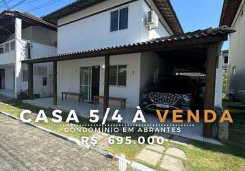 Casa em condomínio para venda em camaçari, boa união (abrantes), 5 dormitórios, 3 suítes, 3 banheiros, 2 vagas