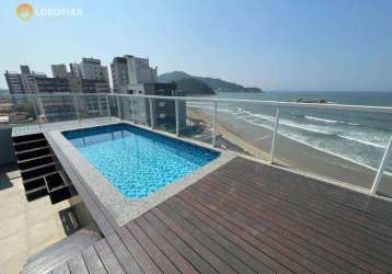 Cobertura frente mar com piscina privativa e vista mar definitiva, com 3 dormitórios à venda, 186 m² por r$ 1.690.000 - gravatá - navegantes/sc