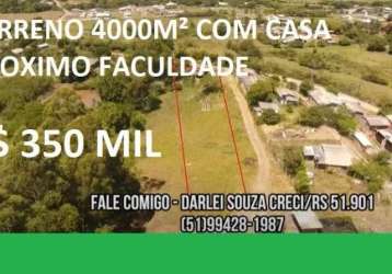 113762 - terreno com 4000m², com casa 3 quartos próx da faculdade federal - furg