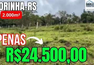 124736 chacrinha em glorinha rs só o terreno rural com 2000m² luz e linda vista