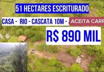 124929 sitio em rolante rs escriturado 51ha casa roça pomar fibra ótica rio e cascata 10 metros