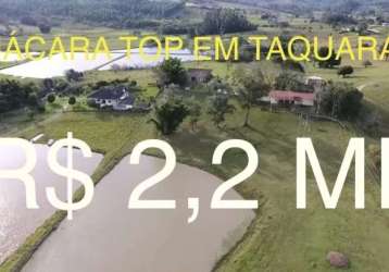 Super chácara com casa, piscina, açude, galpão e animais em taquara