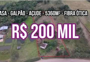 118447 - chácara em araricá com casa , 5360m²,  galpão, açude, pomar, roça e fibra ótica