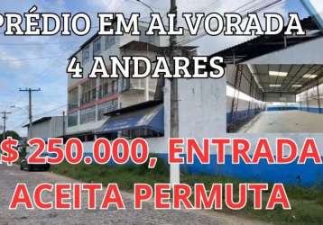 [548] prédio em alvorada 1550m², 4 andares, 9 banheiros, refeitório, quadra, 15 salar, ac permuta