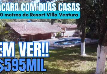 [585]chácara em viamão com 2 casas a 500metros do resort vila ventura, 2 dormitórios, 2 suítes,piscina, luz, água e internet fibra ótica