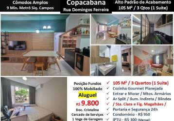 Apto copacabana domingos ferreira 105m²