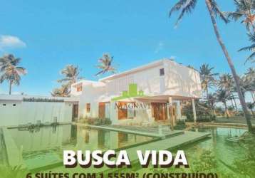 Mansão à venda em busca vida: 6 suítes, frente mar, piscina com ofurô e área gourmet. condomínio de luxo no litoral norte. agende sua visita!