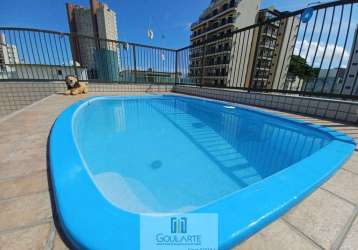 Cobertura penthouse, 4 dormitórios sendo 4 suítes, com piscina e churrasqueira, lado praia enseada-guarujá/sp.