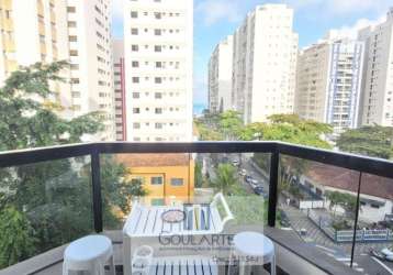 Apartamento alto padrão com sacada vista parcial do mar, 3 suítes, lazer no condomínio - pitangueiras-guarujá/sp.