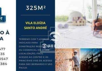 Terreno à venda, 325 m² por r$ 548.999,00 - vila eldízia - santo andré/sp