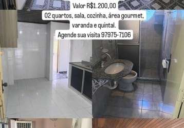 Espaçoso sobrado na guandu sapê por r$1.200,00 com 02 quartos e área gourmet