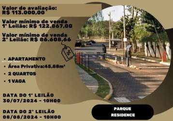 Apartamento para venda em ribeirão preto, parque dos lagos, 2 dormitórios, 1 banheiro, 1 vaga