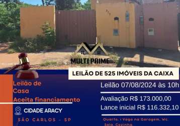 Casa para venda em são carlos, cidade aracy, 1 dormitório, 1 banheiro, 1 vaga