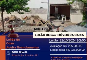 Casa para venda em ribeirão preto, jardim maria casagrande lopes (dona amália), 4 dormitórios, 3 banheiros, 2 vagas