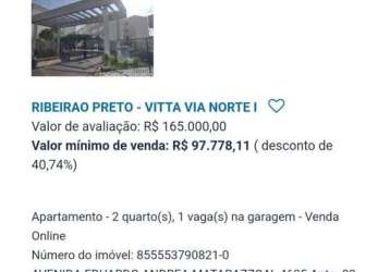 Apartamento para venda em ribeirão preto, valentina figueiredo, 2 dormitórios, 1 banheiro, 1 vaga