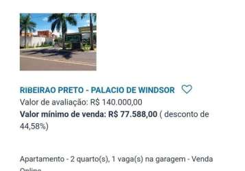 Apartamento para venda em ribeirão preto, recreio anhangüera, 2 dormitórios, 1 banheiro, 1 vaga