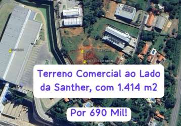 Terreno comercial ao lado da santher com 1.414 m2 (rodovia bragança/socorro)