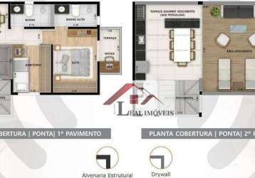 Cobertura para venda em jardim de 93.00m² com 2 quartos, 1 suite e 1 garagem