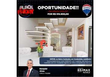 Sobrado para venda em cachoeira de 107.00m² com 3 quartos, 1 suite e 2 garagens