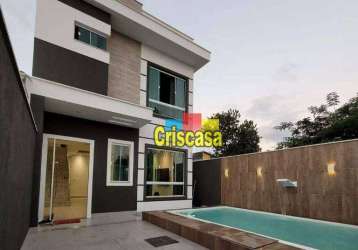 Casa linear alto padrão com 3 dormitórios à venda, 110 m² por r$ 694.300 - jardim mariléa - rio das ostras/rj