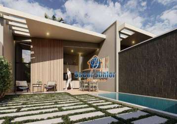 Linda casa plana com pé direito com 3 quartos (2 suítes) + lavabo e varanda gourmet, 116 m² a partir de r$ 430.000 - messejana - fortaleza/ce