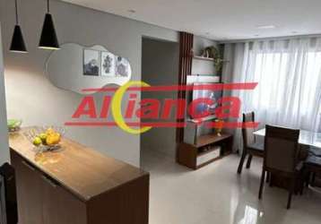 Apartamento com 2 quartos e 1 vaga para alugar, vl. rio de janeiro  guarulhos/sp por r$1.800,00