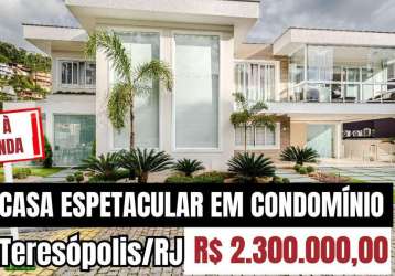 Casa em condomínio fechado com 4 quartos à venda na rua professora carmem gomes, panorama, teresópolis, 295 m2 por r$ 2.300.000