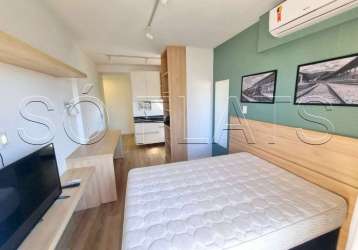 Studio disponível para locação na região central de sp totalmente mobiliado contendo 24m² e 1 dorm.