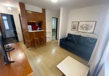 Flat mobiliado com 42m² com quarto, sala, cozinha completa e banheiro, a 200 m da av. paulista.