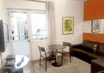 Flat mobiliado com 42m² com quarto, sala, cozinha completa e banheiro, a 200 m da av. paulista.