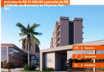 Viverde eco club: apartamentos com 02 dormitórios, com ou sem suíte com entradas de r$ 41.000,00 e parcelas de r$ 1.500,00, em balneário de piçarras. ref. 361