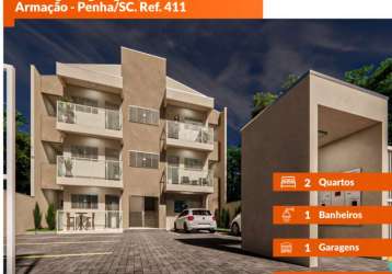 Apartamento à venda com 02 dormitórios e 01 vaga de garagem, na praia de armação - penha/sc. ref. 411