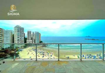 Apartamento de frente para o mar com 4 dormitórios em prédio com piscina e churrasqueira - praia das pitangueiras, guarujá.