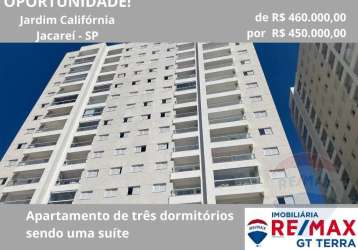 Apartamento para venda em jacareí, jardim califórnia, 3 dormitórios, 1 suíte, 2 banheiros, 2 vagas