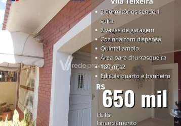 Casa com 3 quartos à venda na brodósqui, 151, vila teixeira, campinas, 180 m2 por r$ 650.000