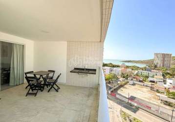 Apartamento mobiliado e decorado de 3 quartos com vista para o mar na praia do morro