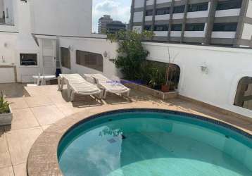 Apartamento cobertura 357m², 03 dormitórios, 07 banheiros e 04 vagas na garagem.   ótima área de lazer. excelente localização.