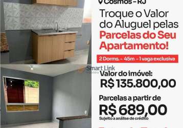 Apartamento com 2 quartos à venda na avenida cesário de melo, 9075, cosmos, rio de janeiro, 44 m2 por r$ 135.800