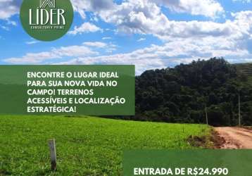 Encontre o lugar ideal para sua nova vida no campo! terrenos acessíveis e localização estratégica! clique e saiba mais!