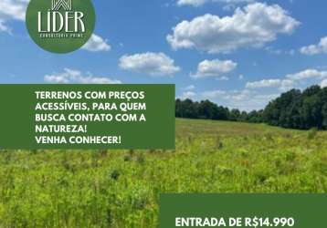 Terrenos com preços acessíveis, para quem busca contato com a natureza! venha conhecer!