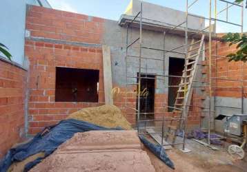 Casa térrea em construção, à venda, 2 dormitórios, 1 suíte, quintal, jardim dos colibris, indaiatuba.