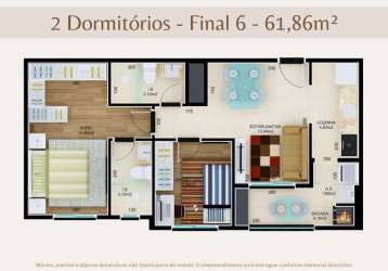 Apartamento 2 dormitórios sacada com churrasqueira no ecoville