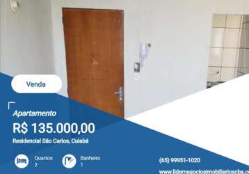 Apartamento para venda em cuiabá, residencial são carlos, 2 dormitórios, 1 banheiro, 1 vaga