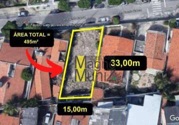 Terreno à venda medindo 495 m² por r$ 600.000 - papicu - fortaleza/ce