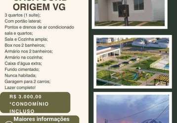 Jaudy gestão aluga: linda casa de 3/4 no condomínio origem vg