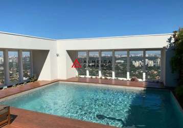 Cobertura alto de pinheiros - 460m² - 4 suítes, área gourmet c/ piscina e 4 vagas de garagem