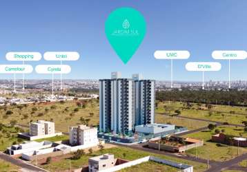 Lançamento apartamento 2 quartos, suíte, sacada, elevador e lazer no bairro jardim sul, próximo condomínio splêndido