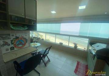 Apartamento frente mar de alto padrão com 3 dorm(s) e porteira fechada em praia grande/sp.